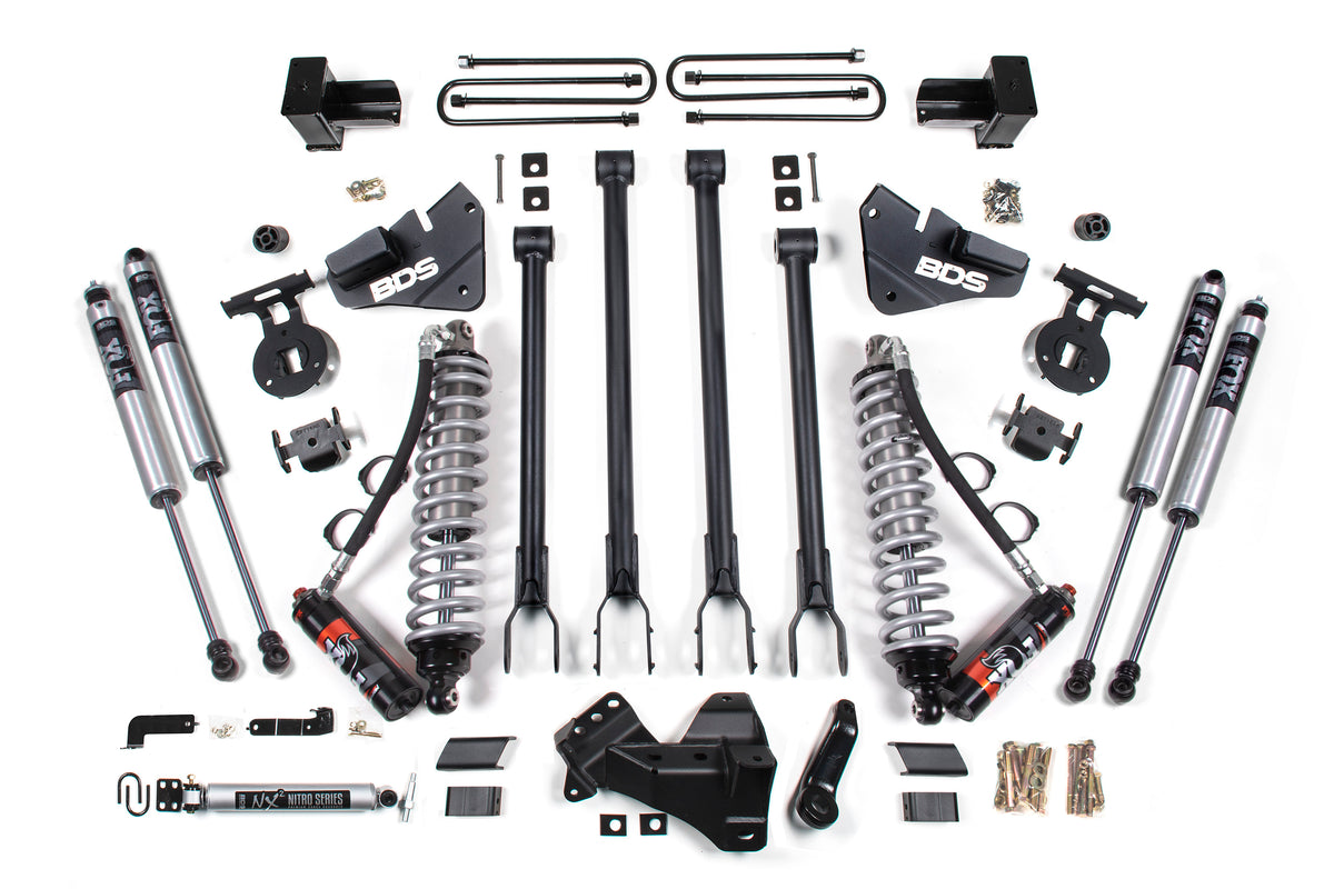 4 Inch Lift Kit w/ 4-Link | FOX 2.5 Performance Elite Coil-Over Conversion | Ford F350 Super Duty DRW (17-19) 4WD | Diesel